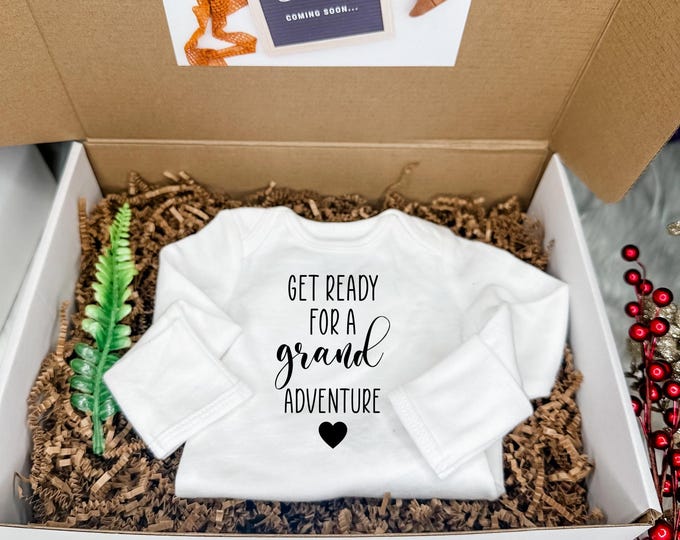 Birth Announcement Surprise Box with Baby Bodysuit for GrandParents