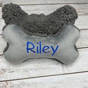 Small Dog Toy with Squeaker, Personalized Pet Gift, Custom Embroidered Dog Bone Shape Toy image 3