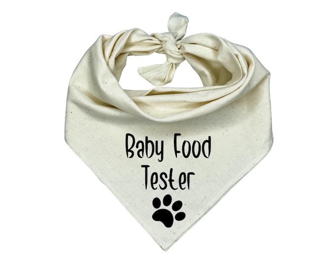 Baby Food Tester Dog Bandana, Birth Announcement