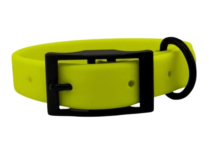 Neon Yellow BioThane® Dog Collar 1"  – Waterproof, Odor-Resistant, Easy Clean, High Visibility Pet Gear