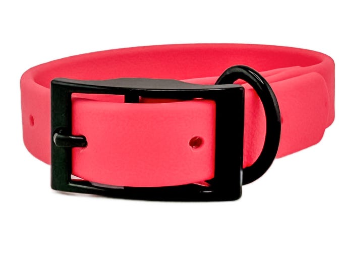 Pink Waterproof BioThane® Dog Collar 1 " – Durable, Easy Clean, Odor-Resistant Outdoor Pet Collar