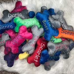 Small Dog Bone Toy with Squeaker **** Personalized Pet Gift ** Custom Embroidered Dog Bone Shape Toy