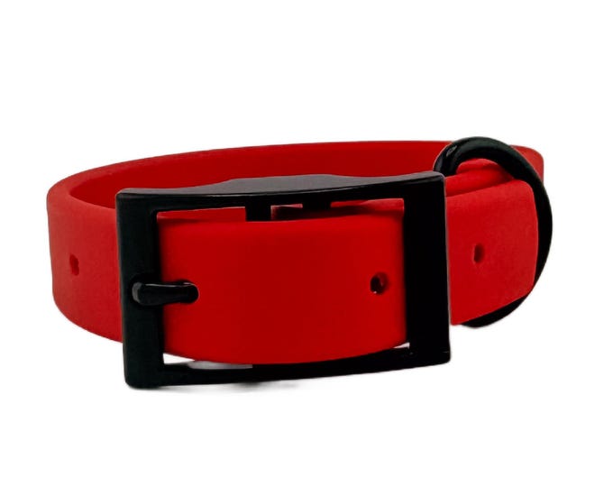Red Waterproof BioThane® Dog Collar 1" – Durable, Easy-Clean, Odor-Resistant Pet Gear for Active Dogs