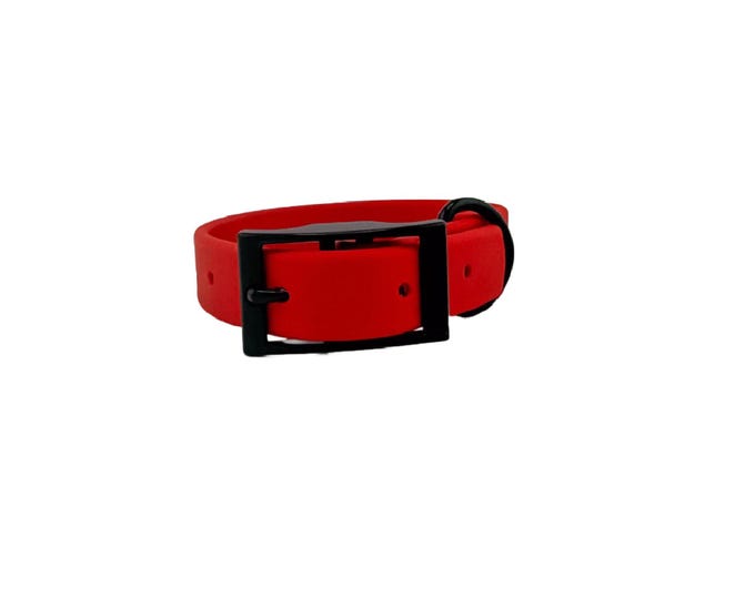 Red Waterproof BioThane® Dog Collar 3/4"– Durable, Easy-Clean, Odor-Resistant Pet Gear for Active Dogs