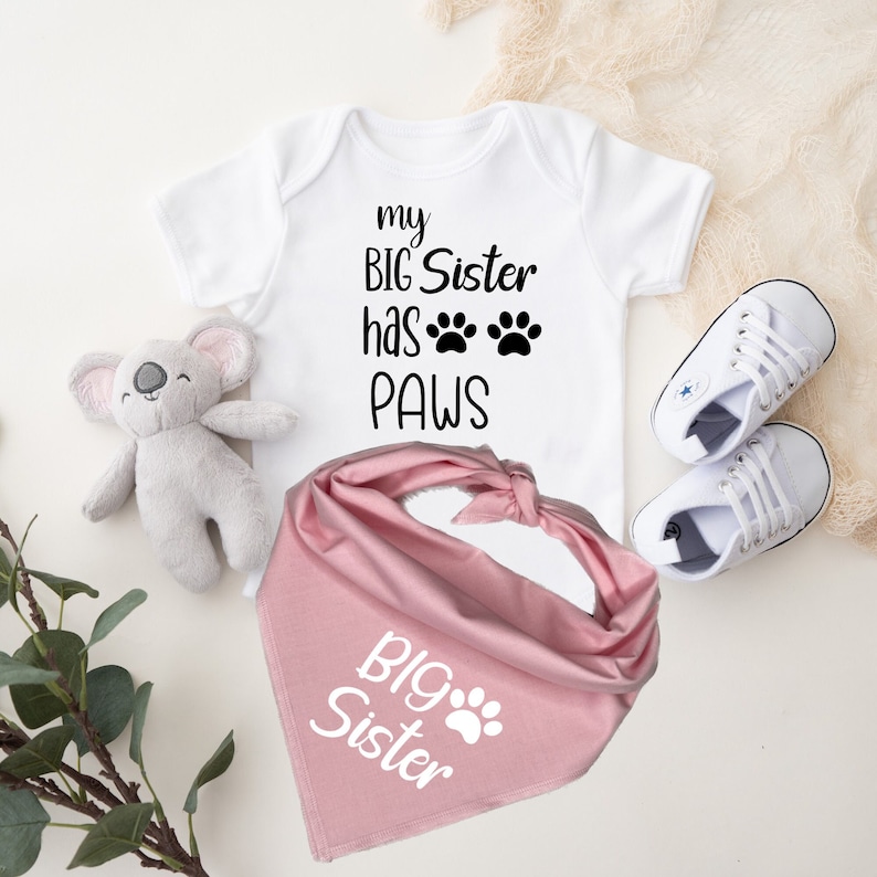 Big Sister Dog Bandana With Matching Onesie Pink Big Sister Etsy