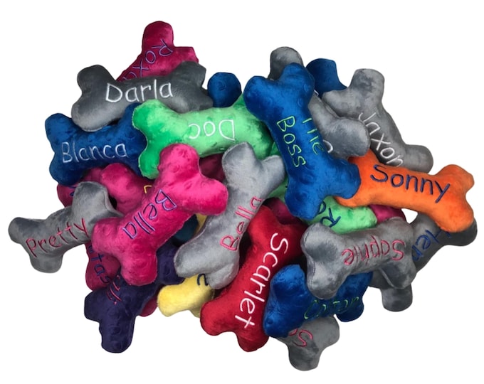 Embroidered Dog Bone Toy with Squeaker: Personalized Pet Gift