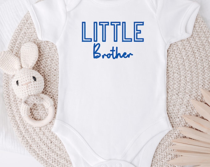 Embroidered Little Brother Bodysuit, Pregnancy Announcement, Baby Coming Soon