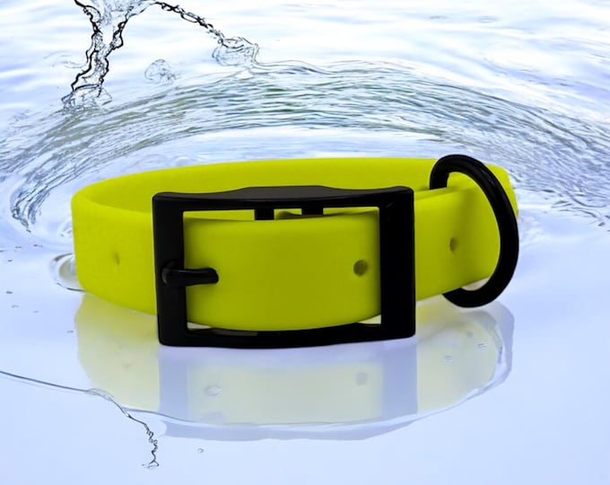 Neon Yellow BioThane® Dog Collar 1"  – Waterproof, Odor-Resistant, Easy Clean, High Visibility Pet Gear