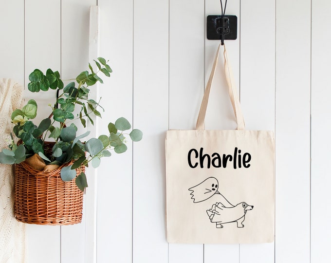 Personalized Ghost Walking Dog Tote Bag