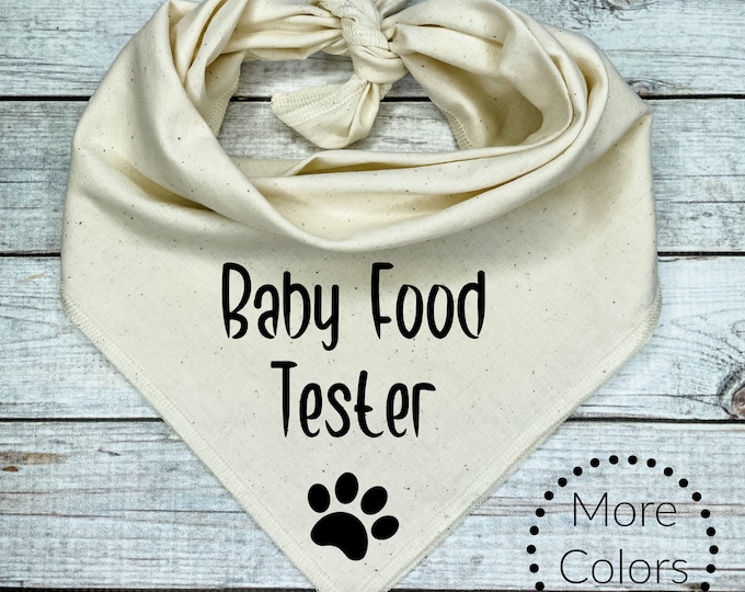Baby Food Tester Dog Bandana, Birth Announcement