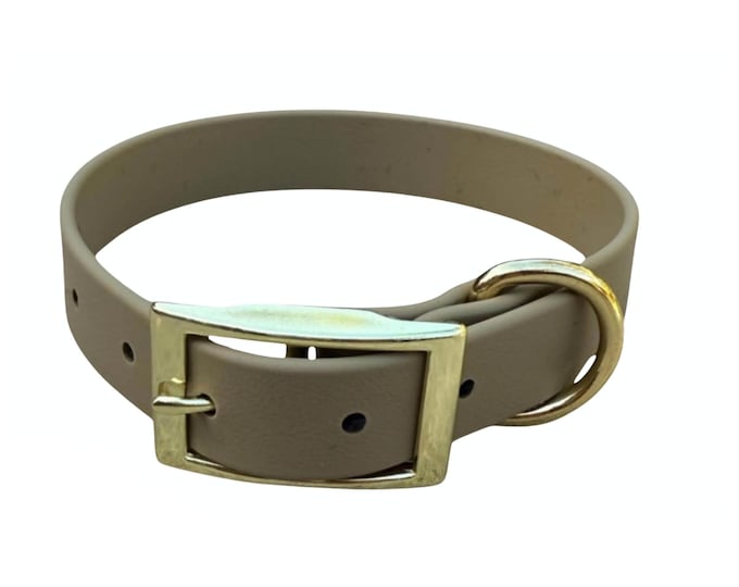 Tan BioThane® Dog Collar 1"  – Waterproof, Odor-Resistant, Easy Clean