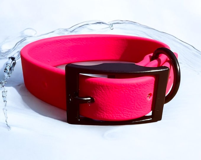Pink Waterproof BioThane® Dog Collar 1 " – Durable, Easy Clean, Odor-Resistant Outdoor Pet Collar