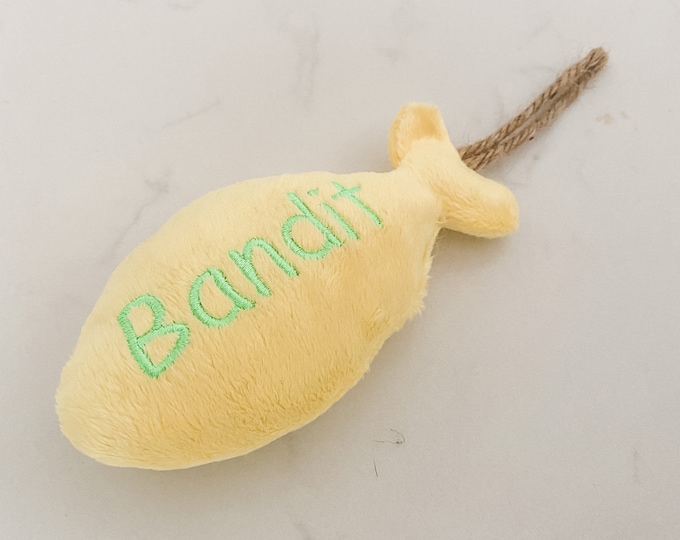 Catnip Fish Cat Toy, Personalized Pet Gift, Custom Embroidered Fish Shape Cat Toy