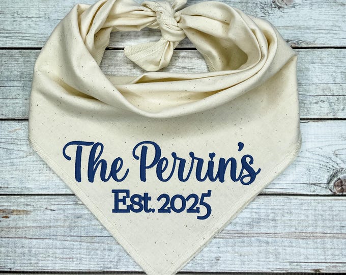 Custom Embroidered  Wedding Dog Bandana, Engagement Gifts For Dog Lovers