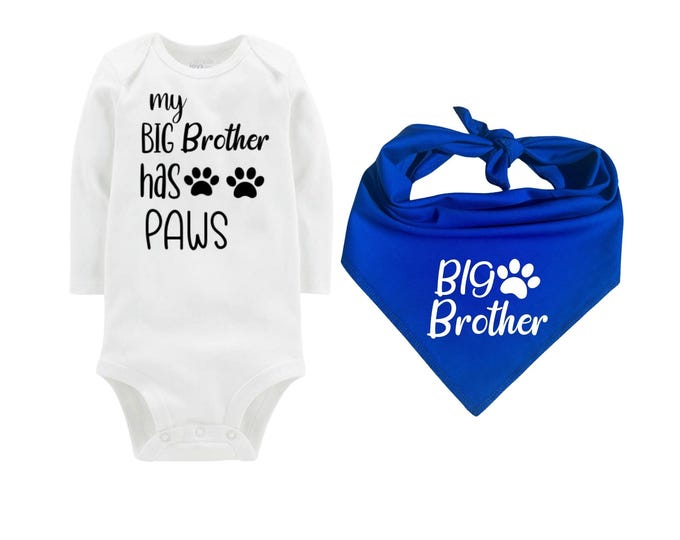 Big Brother Dog Bandana with Matching Bodysuit, Blue Bandana