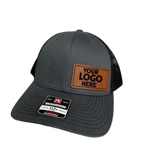 Custom Richardson Hat with Leather Patch Engraved Logo Trucker Cap | Branded Company Hats | Personalized Team Hats for Business