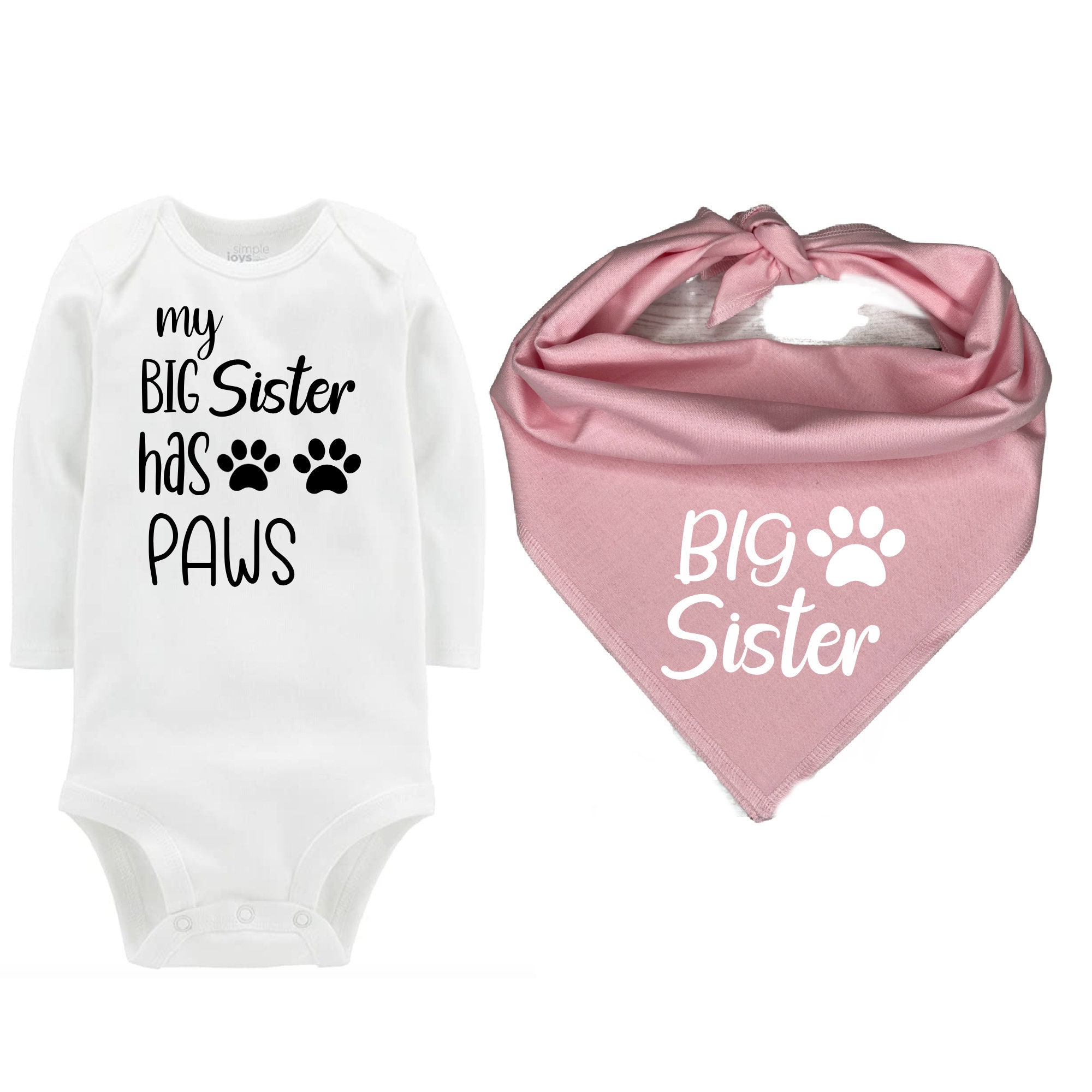 Big Sister Dog Bandana With Matching Onesie Pink Big Sister Etsy