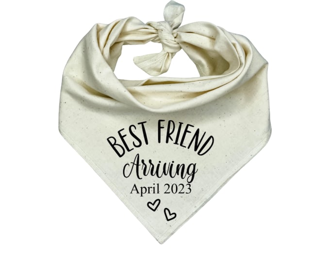 Personalized Dog Bandana, Friend Arriving Baby Announcement