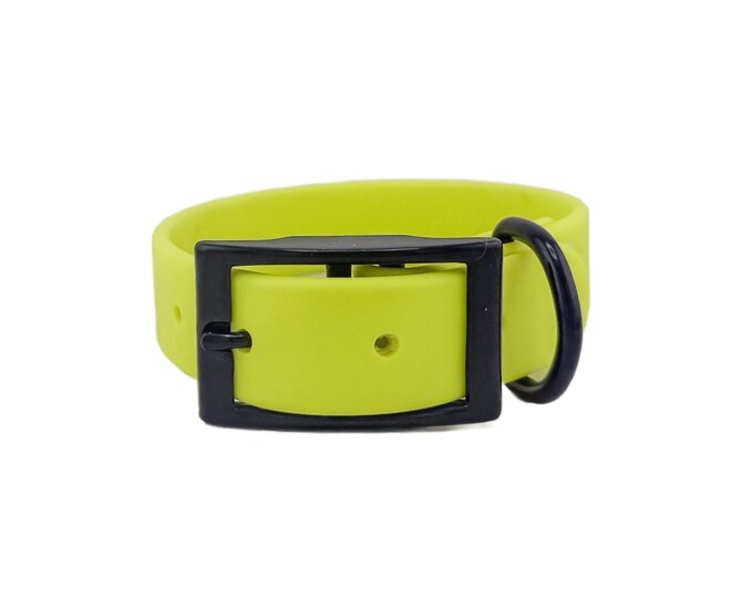 Neon Yellow BioThane® Dog Collar 1"  – Waterproof, Odor-Resistant, Easy Clean, High Visibility Pet Gear