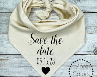 Save the Date Dog Bandana: Kona Cotton Wedding Announcement