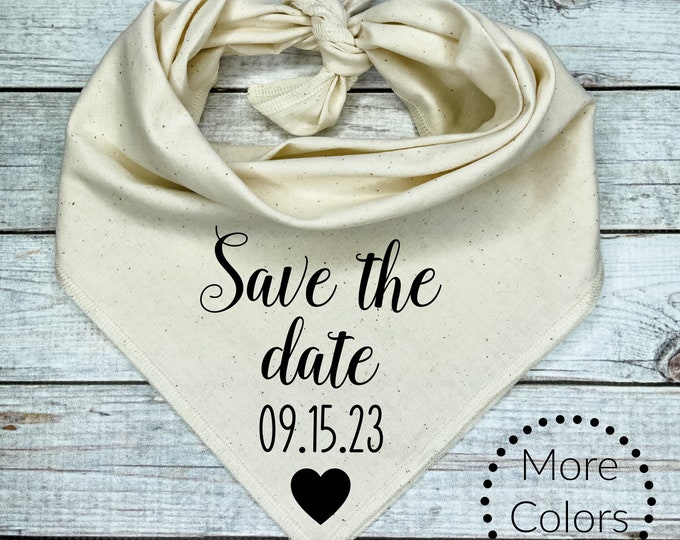 Save the Date Dog Bandana, Wedding Announcement Bandana for Dog Lovers