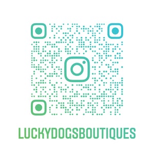 Może przedstawiać: Zielono-niebieski kod QR Instagrama z tekstem "LUCKYDOGSBOUTIQUES" poniżej.