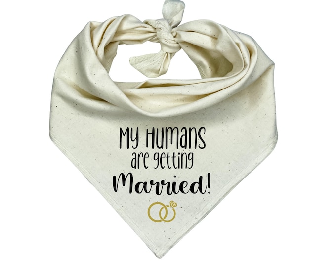 My Humans are getting Married with set of Gold Rings! Dog Bandana