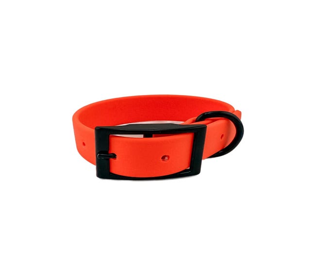 Vivid Orange Waterproof BioThane® Dog Collar 3/4"– Durable, Odor-Proof, Easy Clean, Outdoor Pet Gear
