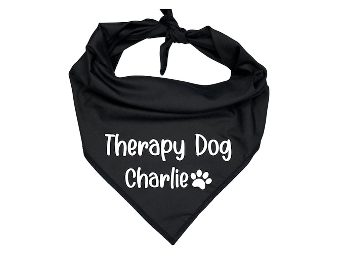 Therapy Dog  with Personalized Name Dog Bandana