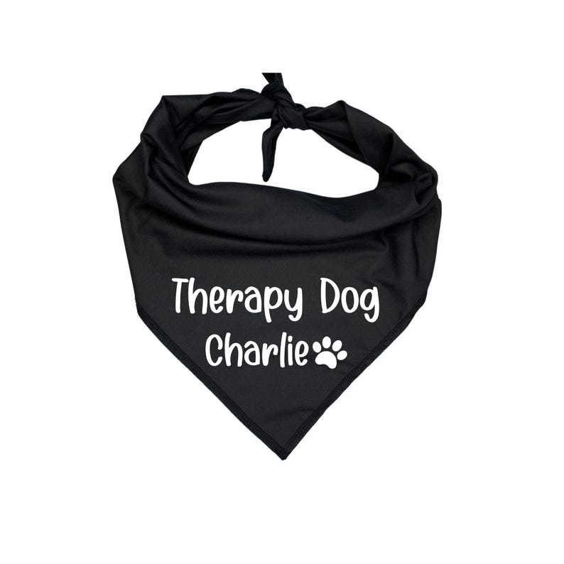 Therapy Dog with Personalized Name Dog Bandana zdjęcie 1