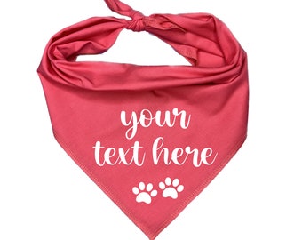 Personalized Dog Bandana with paws, Tie On Bandana with your text