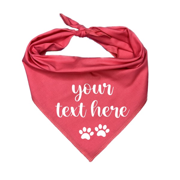 Personalized Dog Bandana with paws, Tie On Bandana with your text