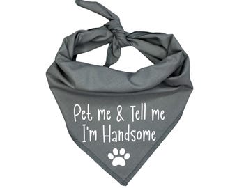 Pet Me and Tell Me I'm Handsome Dog Bandana