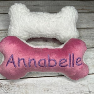 Small Dog Toy with Squeaker, Personalized Pet Gift, Custom Embroidered Dog Bone Shape Toy image 4