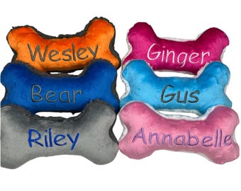 Personalized Dog Bone Toy with Squeaker: Custom Embroidered Pet Gift