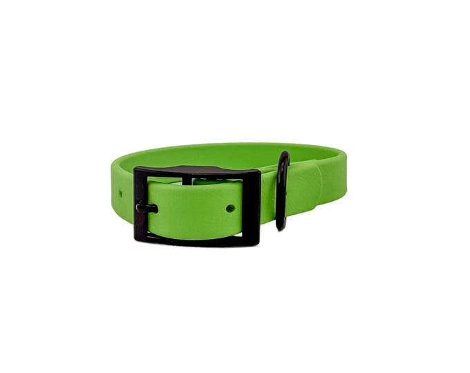 Green Waterproof BioThane® Dog Collar 3/4" – Durable, Odor-Free, Easy Clean Outdoor Pet Gear