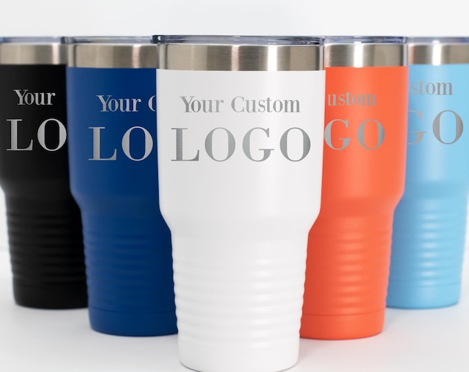 Custom Logo Engraved Tumbler – Personalized Insulated Travel Mug – Branded Business Promotional Gift – Custom Corporate Cup