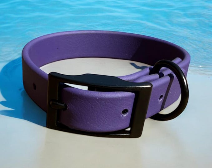 Purple Waterproof BioThane® Dog Collar 3/4" – Durable, Odor-Resistant, Easy Clean Pet Gear for Active Dogs