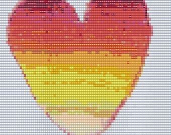 Bead Loom Pattern, Sunset Heart, Miyuki Delica, Téléchargement instantané, tapisserie perlée