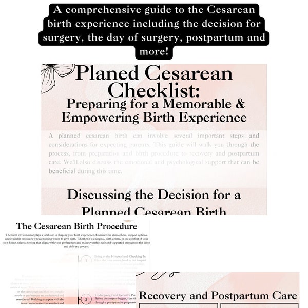 Cesarean Birth Plan Checklist, Preparing for a Memorable and Empowering Birth, Newborn Checklist, C-Section Preferences, C-Section Guide