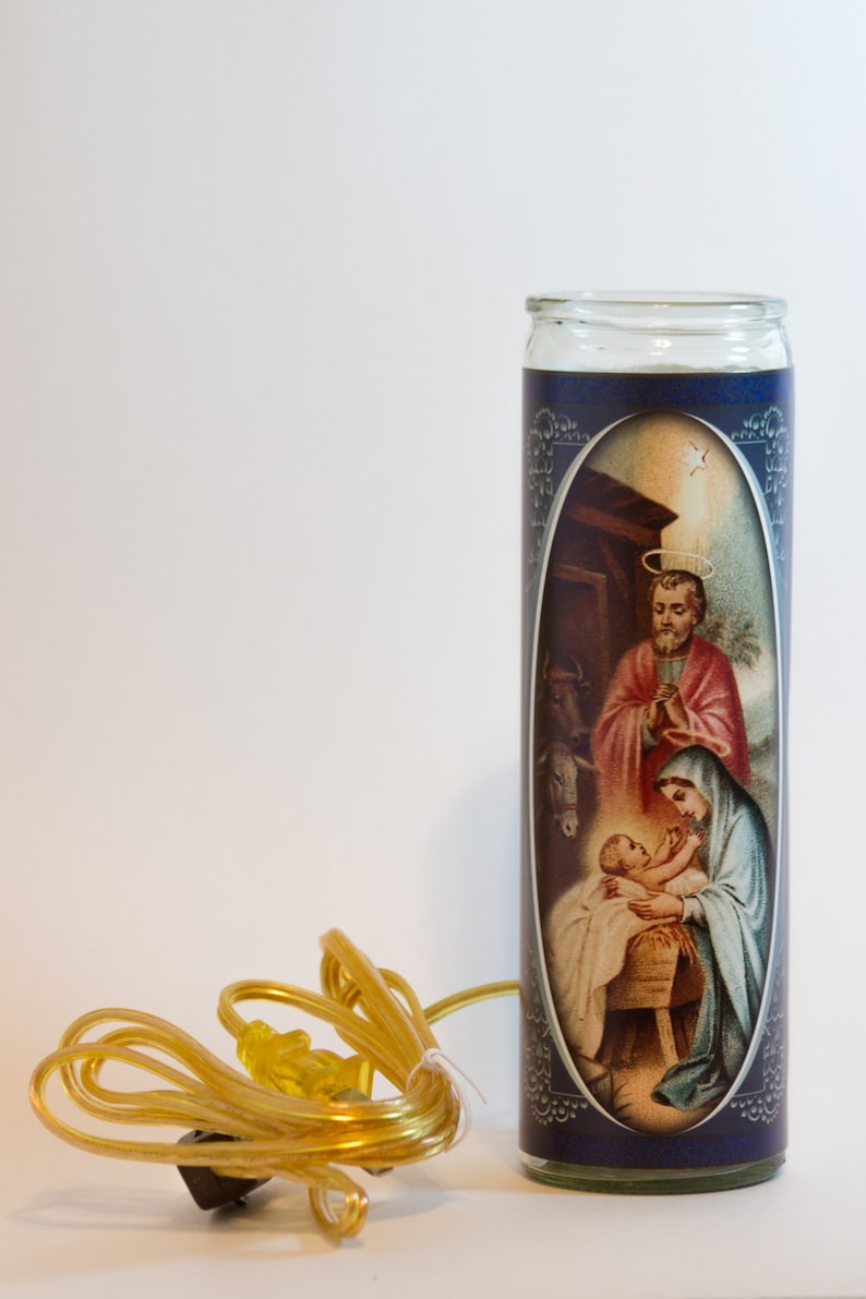 Nativity Flameless Prayer Candle Etsy