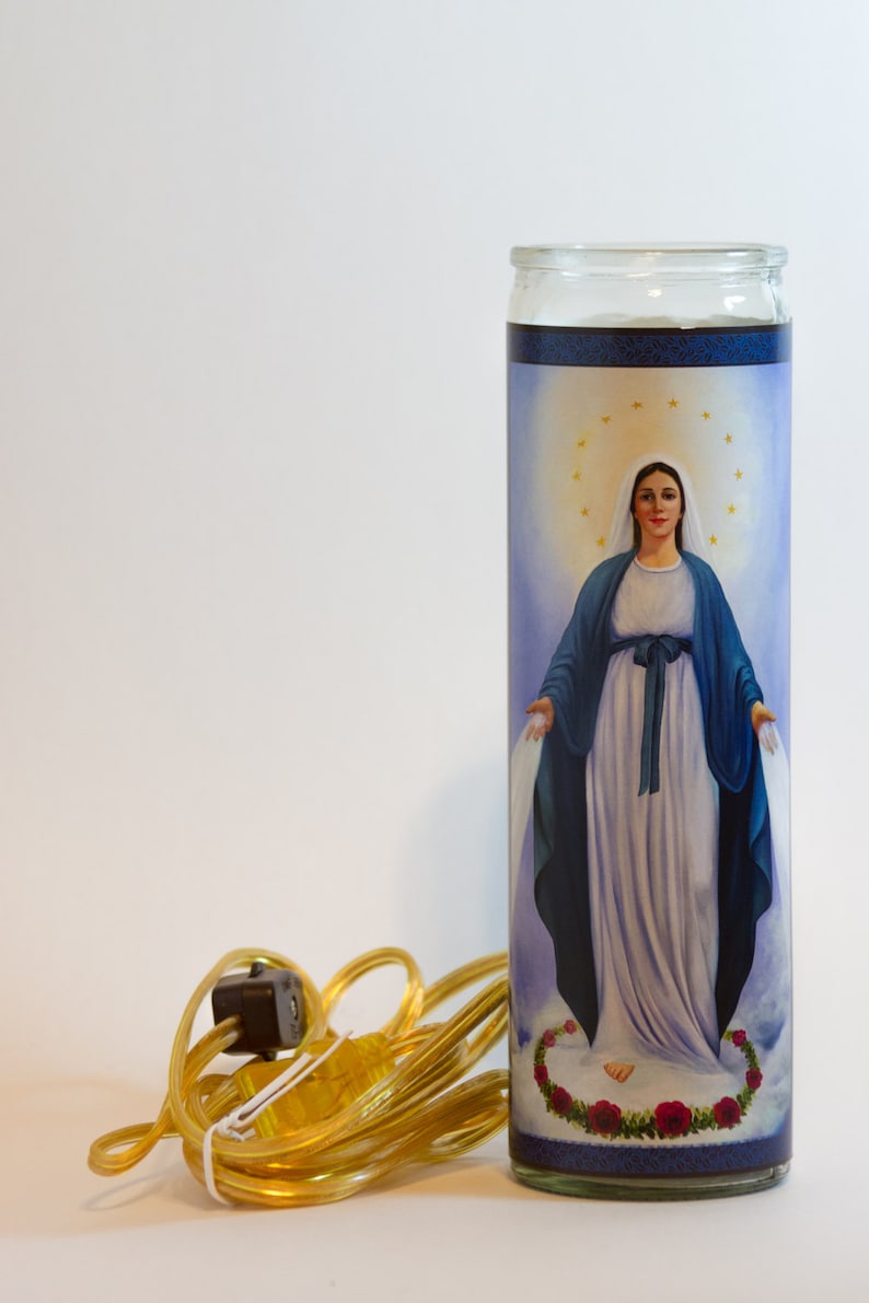 Our Lady of Grace Flameless Prayer Candle Etsy
