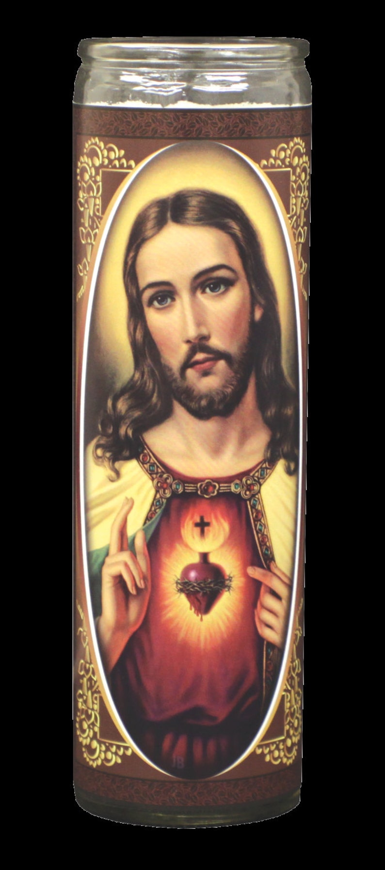 Sacred Heart of Jesus Flameless Prayer Candle Etsy