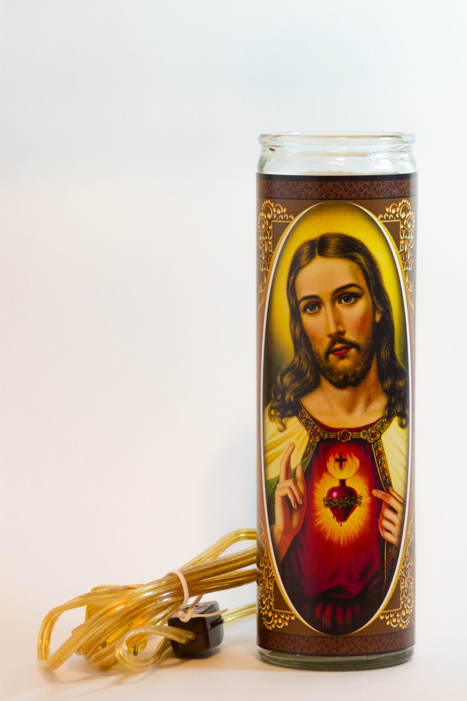 Sacred Heart of Jesus Flameless Prayer Candle Etsy