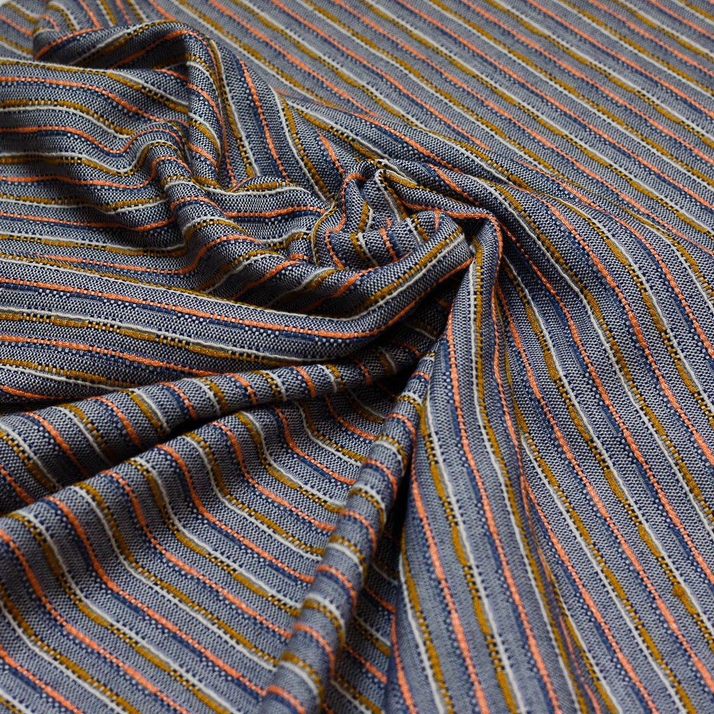 Cotton jacquard fabric mixed with 50 cm multicoloured stripes Etsy