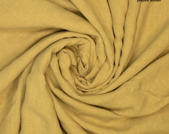 Pure fabric washed linen plain saffron yellow color - 25 cm