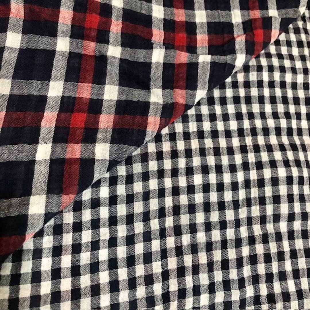 Doublesided Cotton Gauze Fabric With Doublesided Gingham Etsy