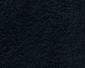 Tissu peluche en coton bio (GOTS) couleur bleu marine - 10 cm