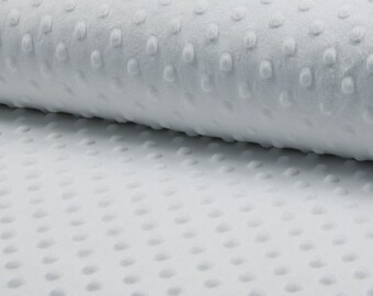 Minky Fleece Polka dot fabric in Plain Relief white - 25 cm