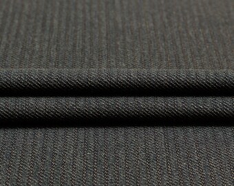 Brown polyester-twill fabric with woven stripes - 50 cm